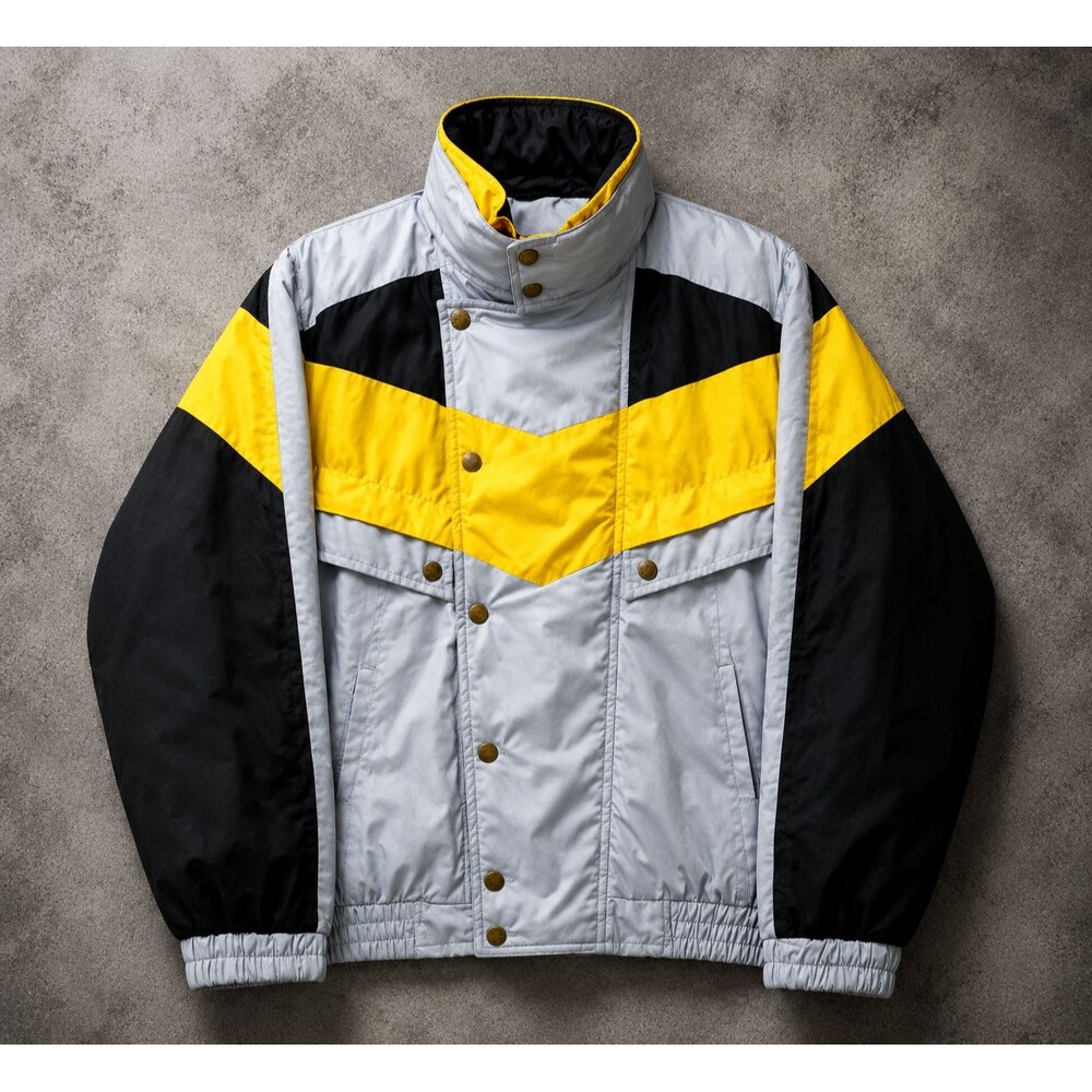 Vintage 80s Ski Jacket Mens L Prima Futursky Colorblock Puffer Made USA